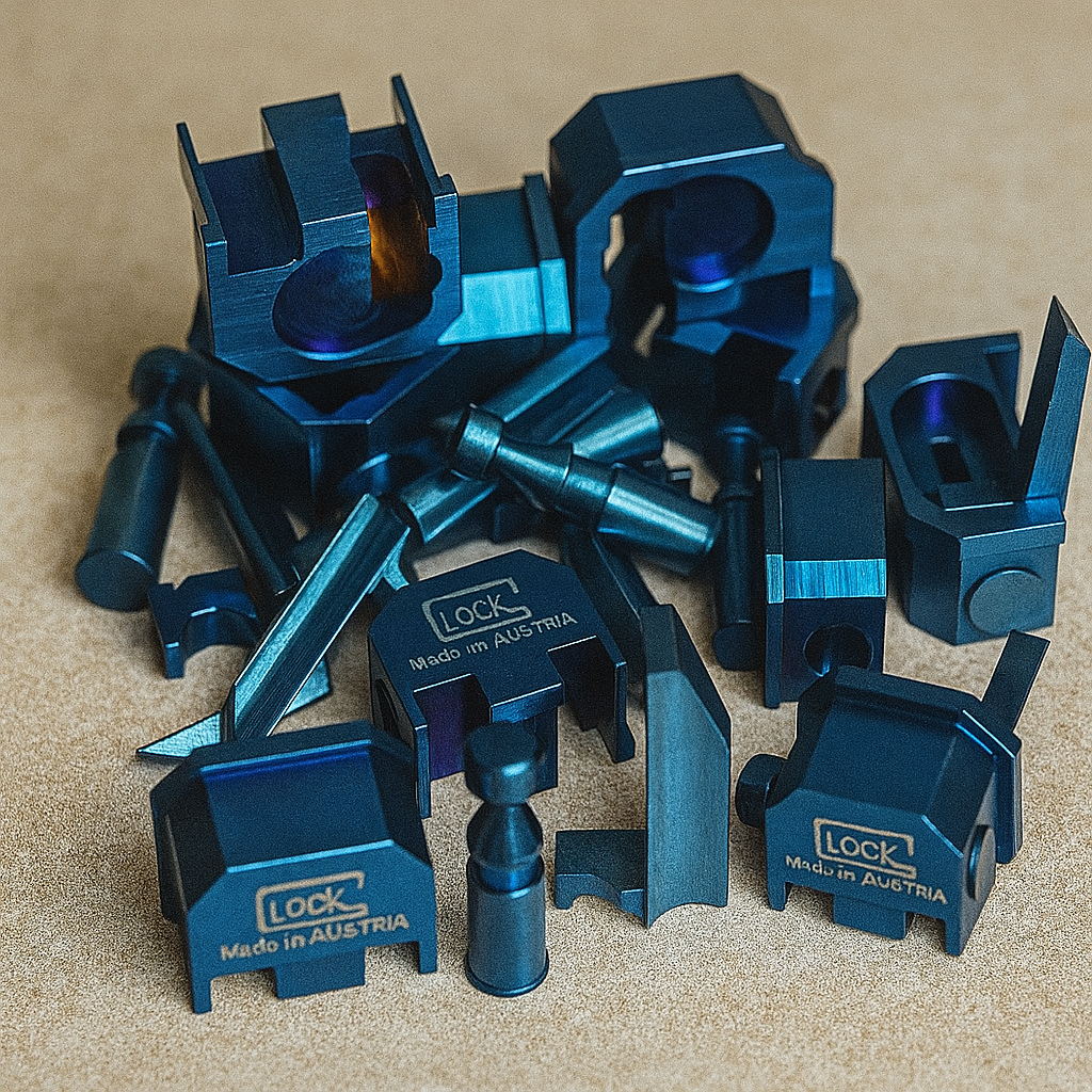 Glock switch, blue Glock switch, full-auto conversion, Glock pistol accessory, firearm trigger, rapid-fire device, Glock modification, shooting upgrade