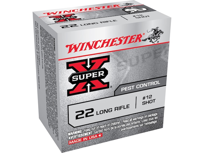 Winchester Super-X .22 LR ammo, 25 grain lead shot, high-velocity rimfire ammunition, target shooting ammo, small game hunting ammo, reliable .22 LR rounds