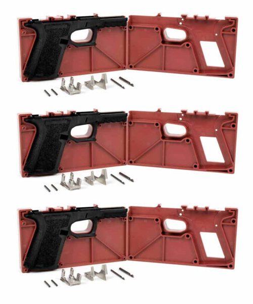 Polymer80 PF940Cv1, 80% frame, Glock 19 compatible, Glock 23 compatible, compact frame kit, jig kit, DIY firearm, custom Glock build, polymer frame, 3-pack