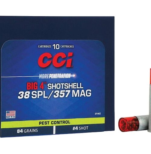 CCI Big 4 Shotshell, 38 Special ammo, 84 grain lead shot, shotshell ammunition, handgun ammunition, pest control ammo, 200 rounds, 38 Special shotshell