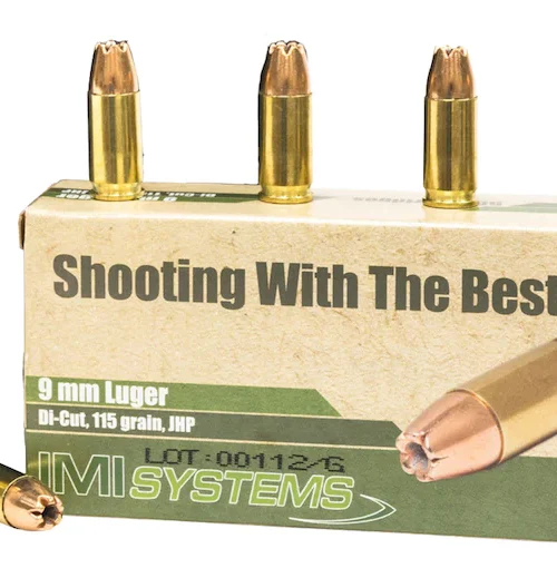 IMI 9mm ammo, 9mm Luger ammunition, 115 grain JHP, jacketed hollow point, self-defense ammo, Israeli Military Industries, 9mm hollow point, handgun ammunition, premium 9mm rounds