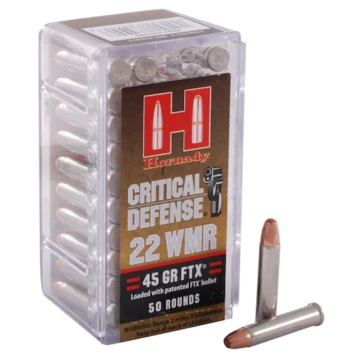 Hornady Critical Defense 22 Winchester Magnum Rimfire (WMR) Ammo 45 Grain Hornady FTX Polymer Tip - Fast Ship Hornady Critical Defense 22 Winchester Magnum Rimfire (WMR) Ammo 45 Grain Hornady FTX Polymer Tip - Fast Ship - Glock Switches - Republic Arms WA
