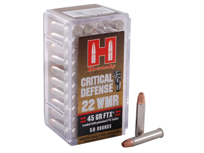 Hornady Critical Defense 22 Winchester Magnum Rimfire (WMR) Ammo 45 Grain Hornady FTX Polymer Tip - Fast Ship Hornady Critical Defense 22 Winchester Magnum Rimfire (WMR) Ammo 45 Grain Hornady FTX Polymer Tip - Fast Ship - Glock Switches - Republic Arms WA